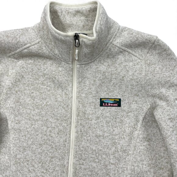 L.L.Bean Women's Medium Sweater Fleece Full Zip Jacket Oatmeal Off White - Picture 5 of 10